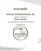 EcoVadis klassificeringscertifikat 2023